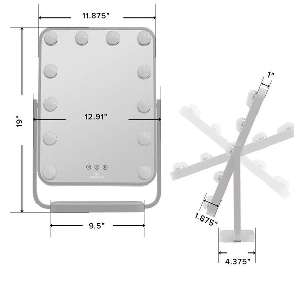 Contour Tri-Tone LED MakeupMirror w 3 light colors & 7X mag round suction mirror - Picture 3 of 9